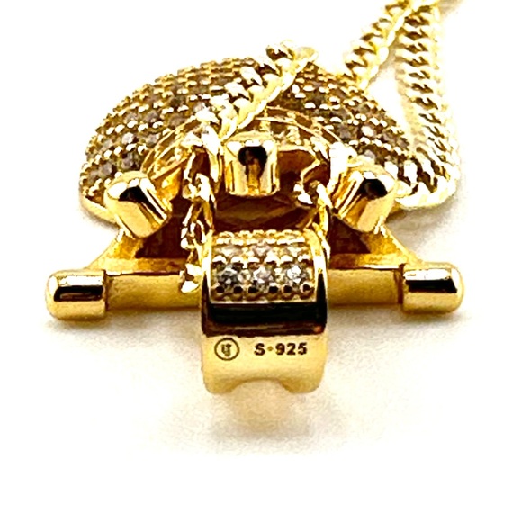 18K Gold Plated over 925 Sterling Silver Heart With Crown Necklace - Picture 5 of 9